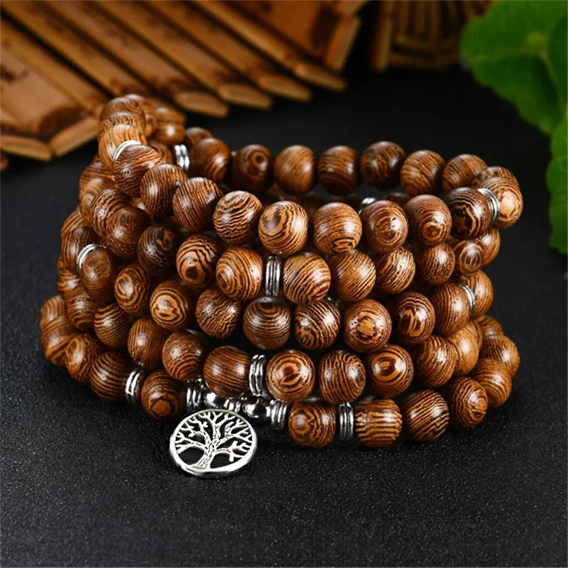 Wood Beads Lotus OM Bracelet