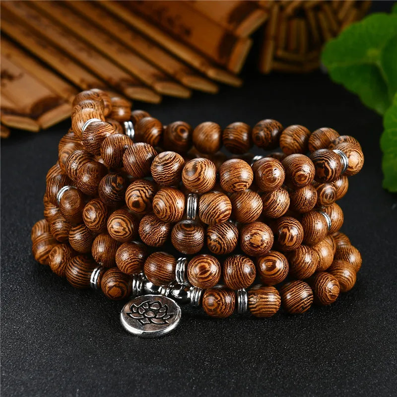 Wood Beads Lotus OM Bracelet