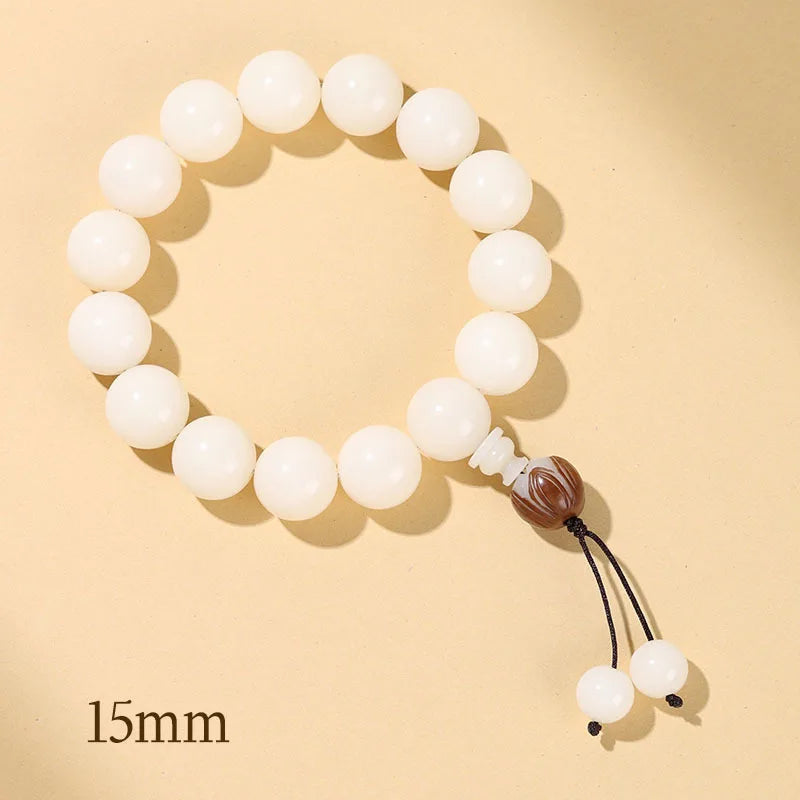 Natural White Jade Bodhi Bracelet