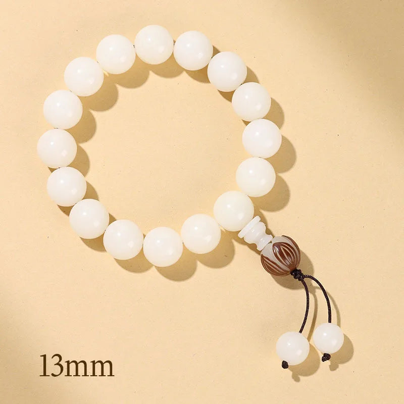 Natural White Jade Bodhi Bracelet