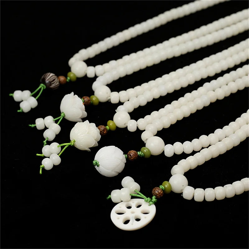 White Bodhi Root Beads Bracelet