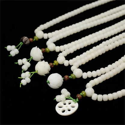 White Bodhi Root Beads Bracelet