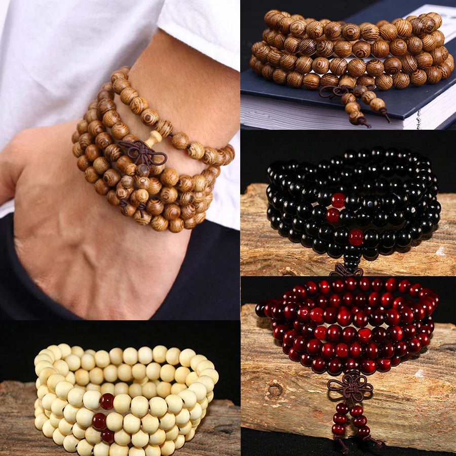Wood Beads Lotus OM Bracelet