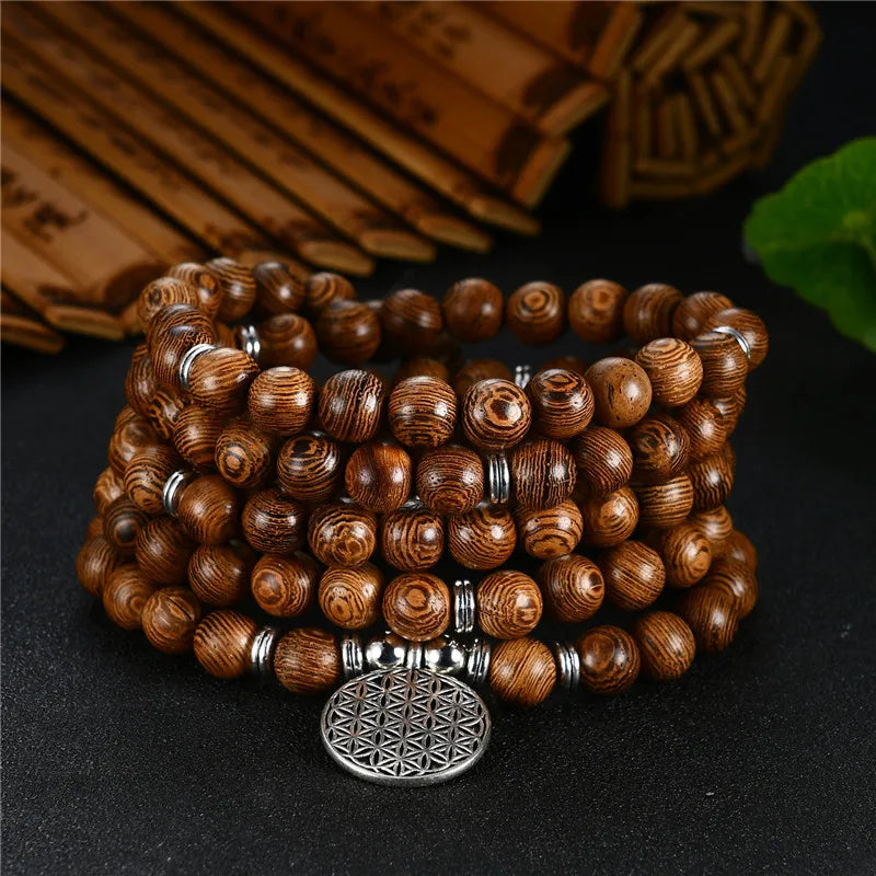 Wood Beads Lotus OM Bracelet