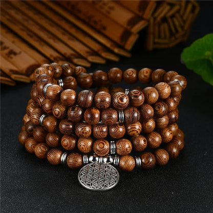 Wood Beads Lotus OM Bracelet