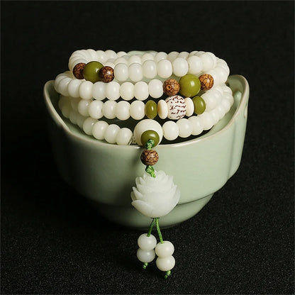 White Bodhi Root Beads Bracelet