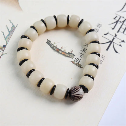 White Bodhi Root Beads Bracelet