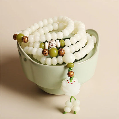 White Bodhi Root Beads Bracelet