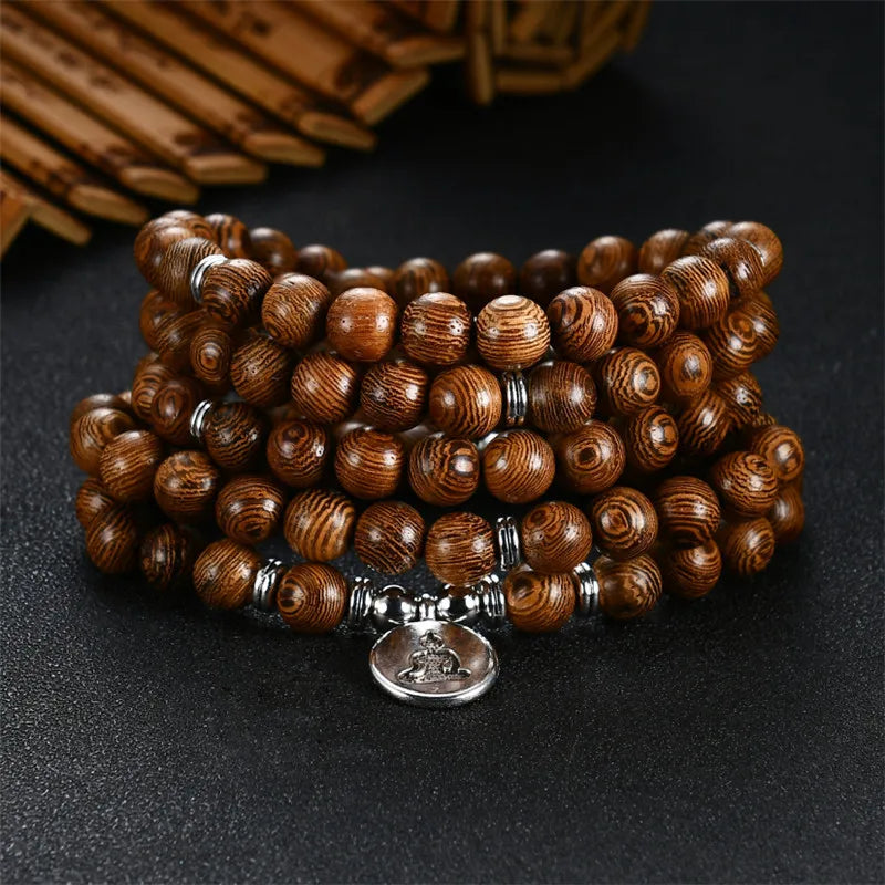 Wood Beads Lotus OM Bracelet