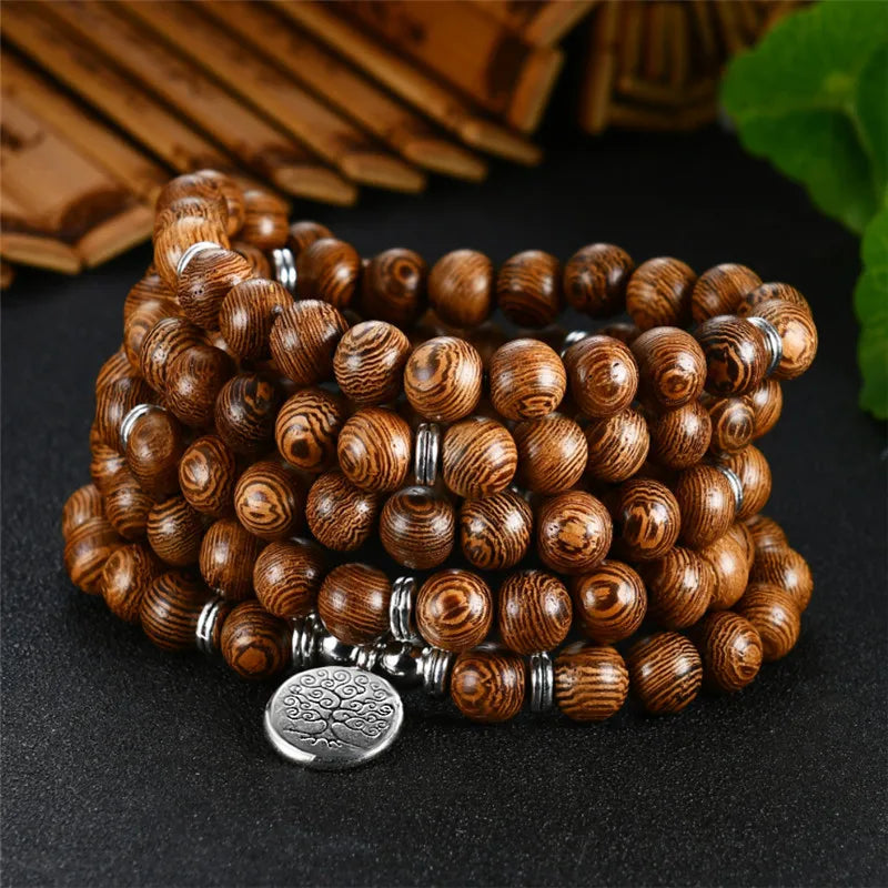 Wood Beads Lotus OM Bracelet