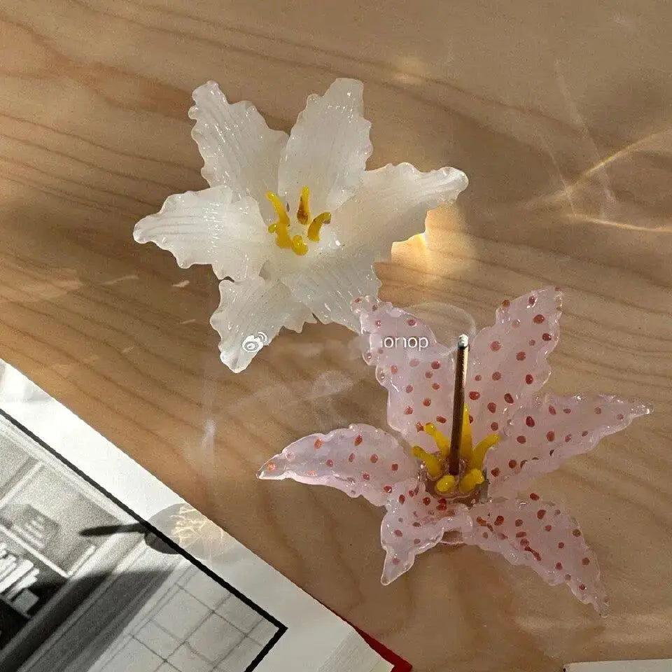 3D Glass Ceramic Lily Incense Holde