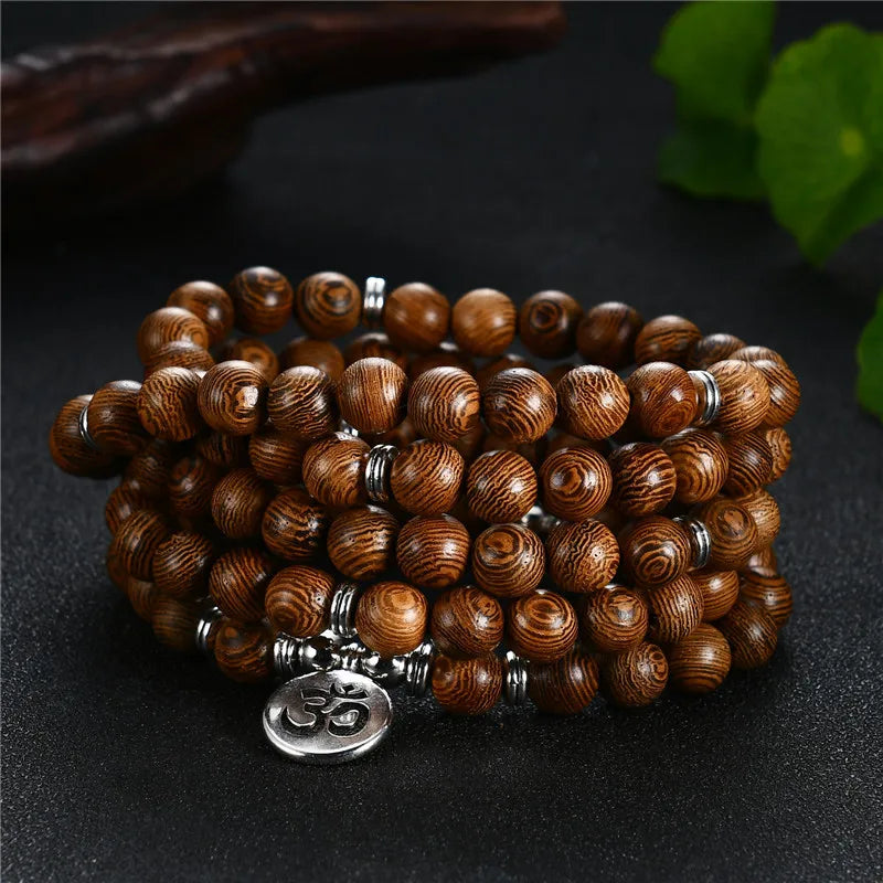 Wood Beads Lotus OM Bracelet