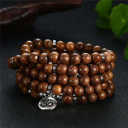 Wood Beads Lotus OM Bracelet