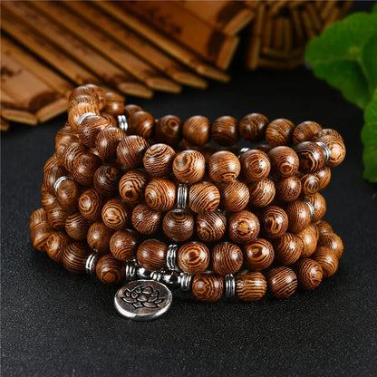 Wood Beads Lotus OM Bracelet