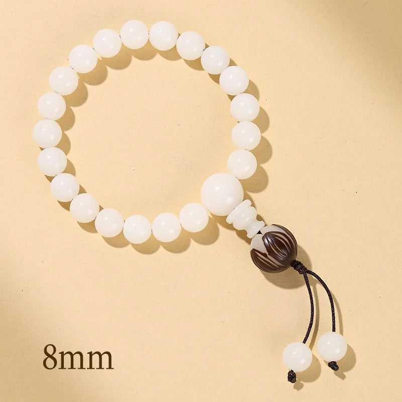 Natural White Jade Bodhi Bracelet