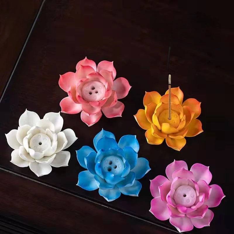 Ceramic White Lotus Incense Burner