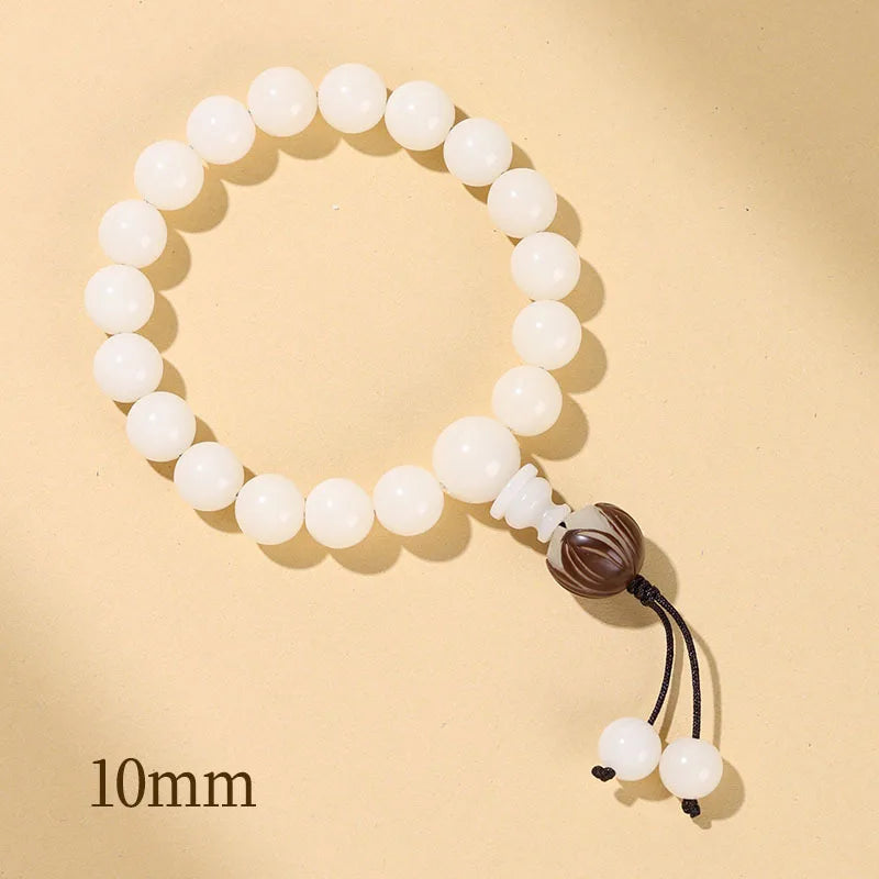 Natural White Jade Bodhi Bracelet