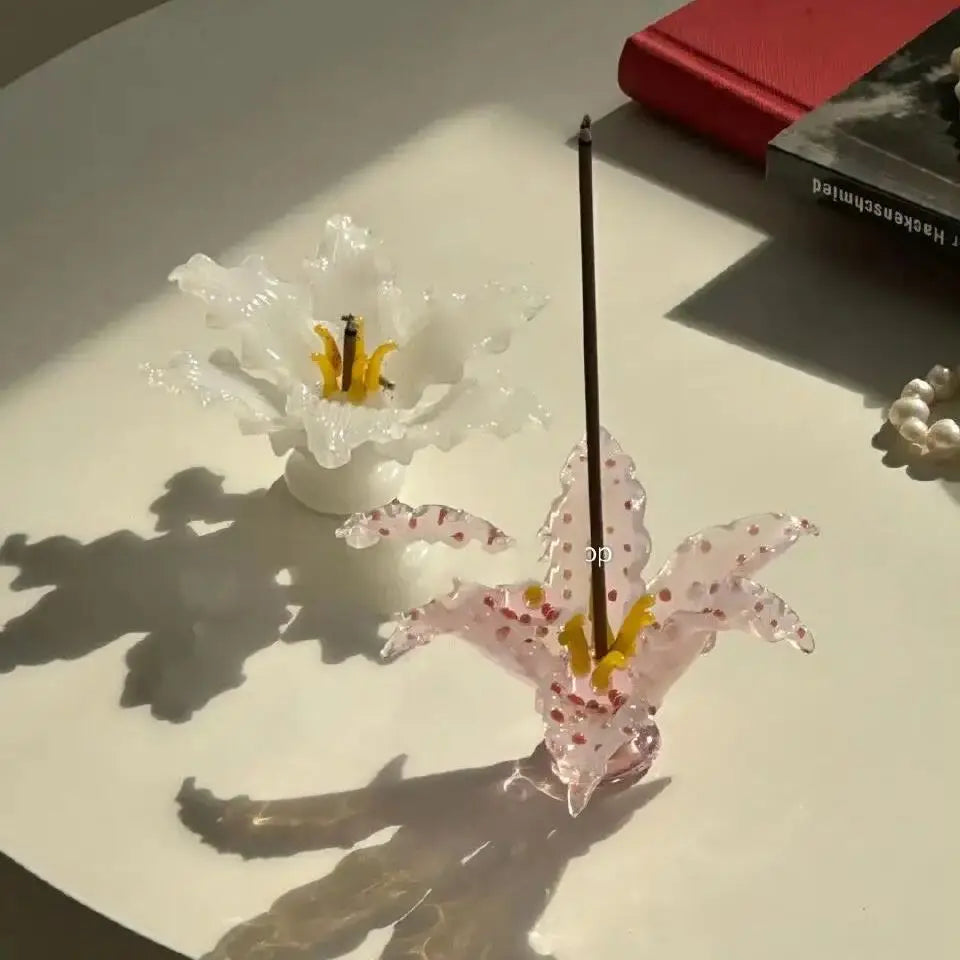 3D Glass Ceramic Lily Incense Holde